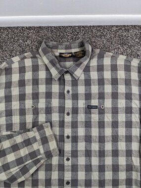 Harley Davidson Shirt Flannel Buffalo Plaid L/S Button Up Shirt Pockets Mens 2XL